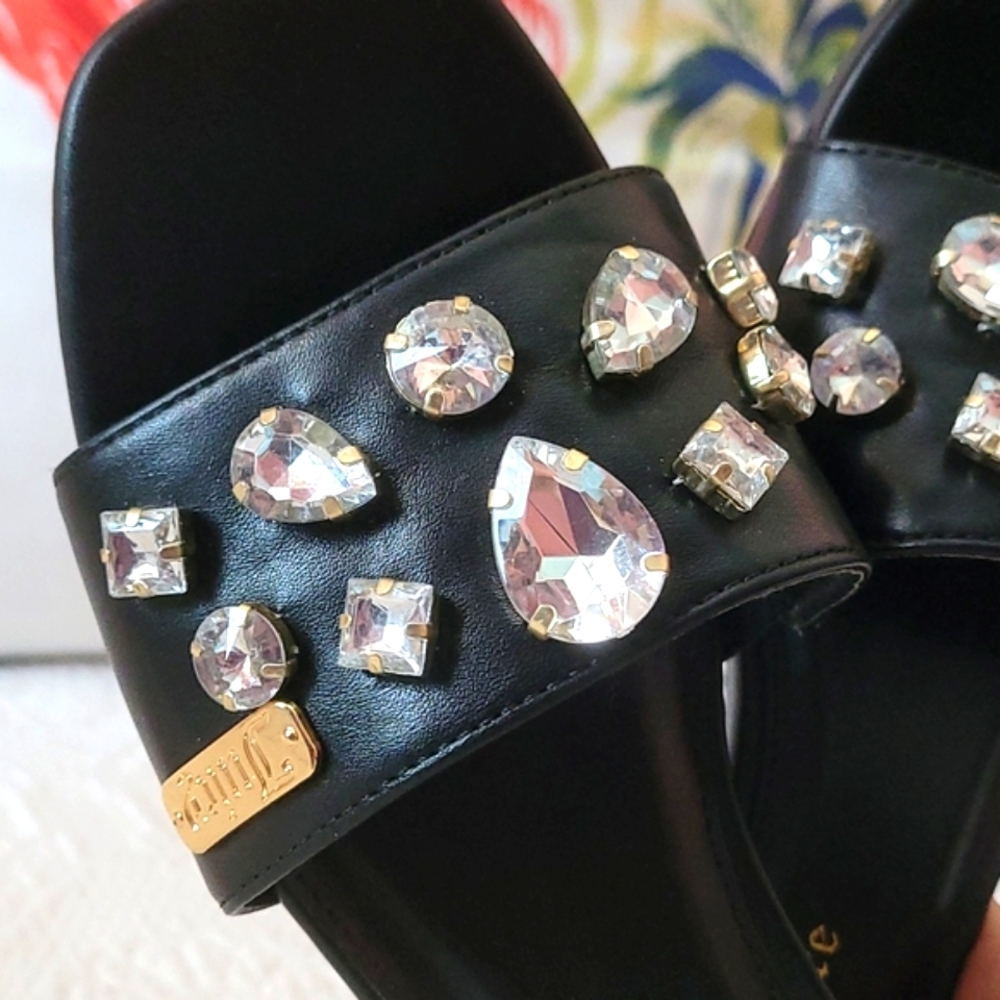 Juicy 🤩 couture black with rhine stone mules size 6.5 - Picture 7 of 8